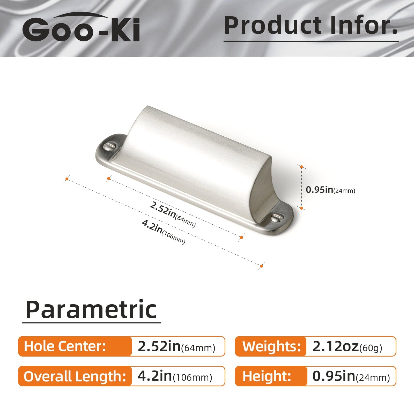 Goo-Ki Modern Multi-Color Cabinet Cup Pulls Bin Drawer Pull Stylish Hardware for Furniture Upgrades