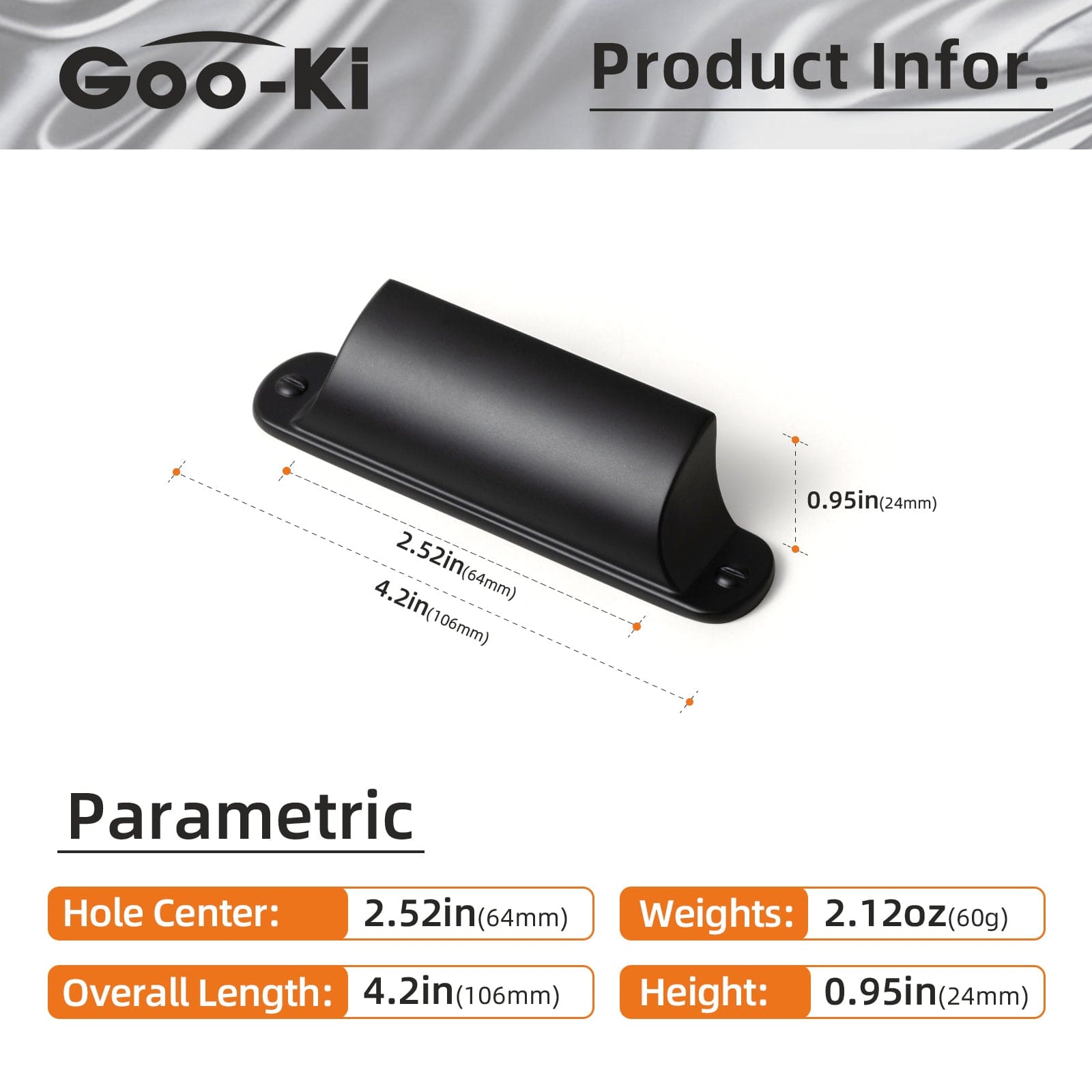 Goo-Ki Modern Multi-Color Cabinet Cup Pulls Bin Drawer Pull Stylish Hardware for Furniture Upgrades