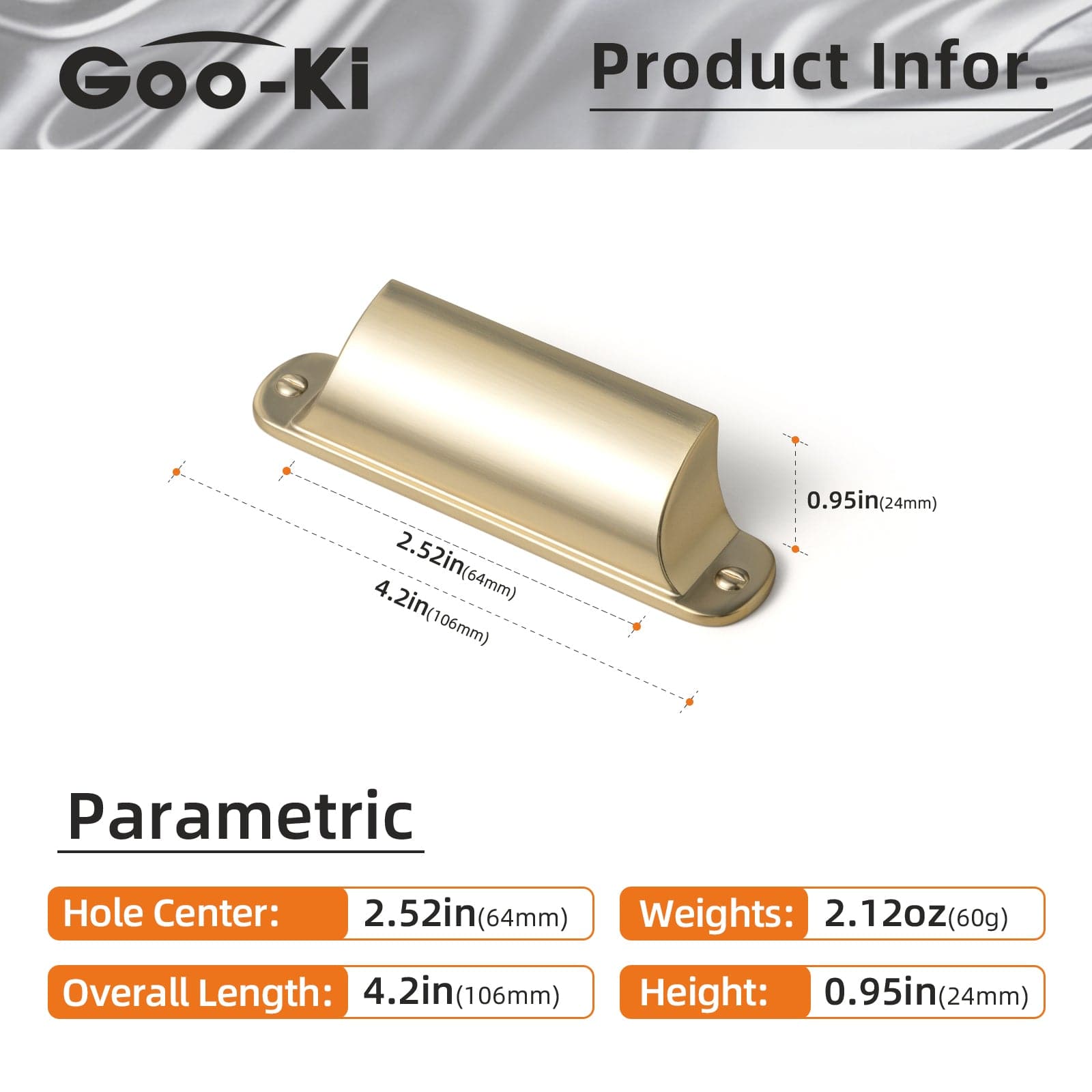 Goo-Ki Modern Multi-Color Cabinet Cup Pulls Bin Drawer Pull Stylish Hardware for Furniture Upgrades