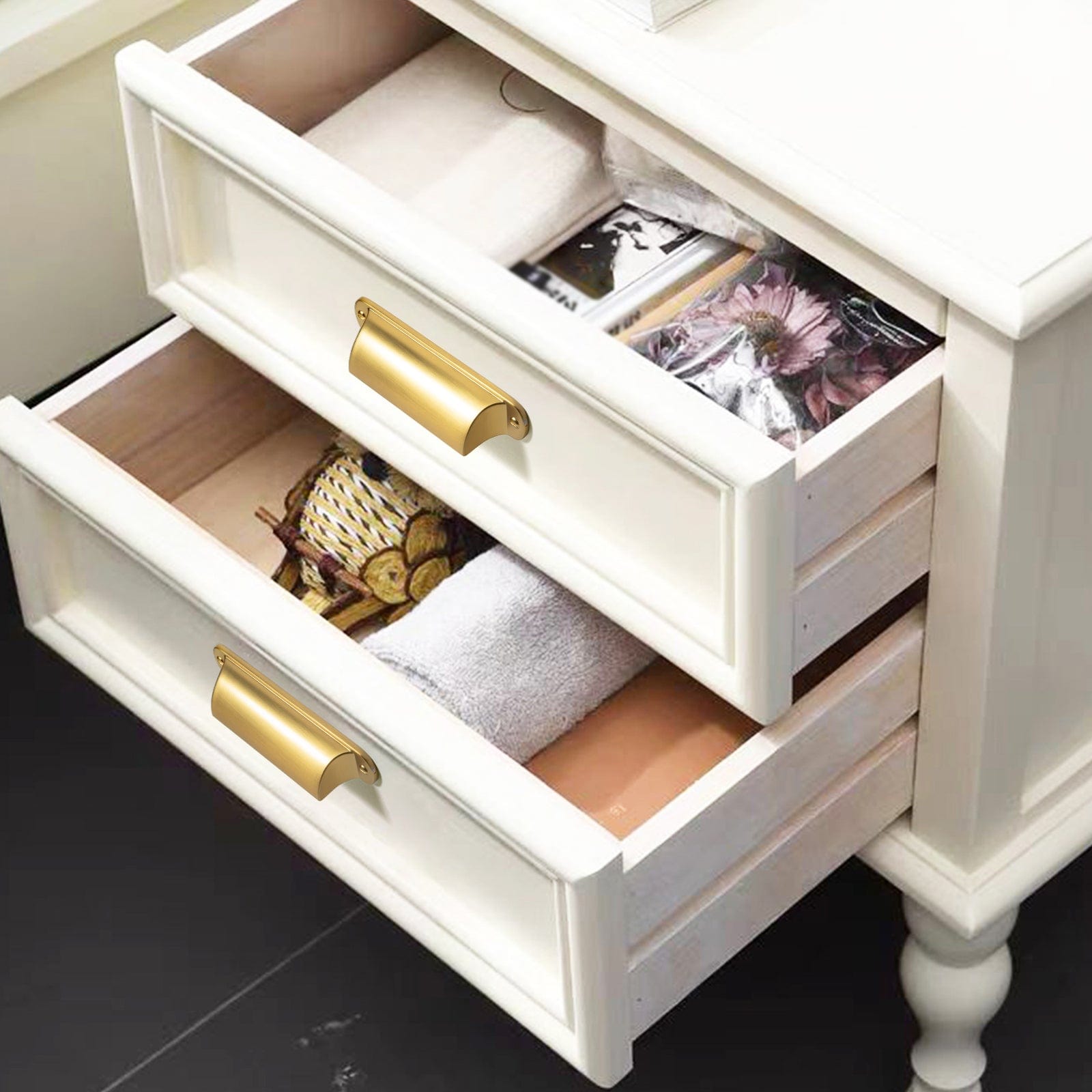 Goo-Ki Modern Multi-Color Cabinet Cup Pulls Bin Drawer Pull Stylish Hardware for Furniture Upgrades