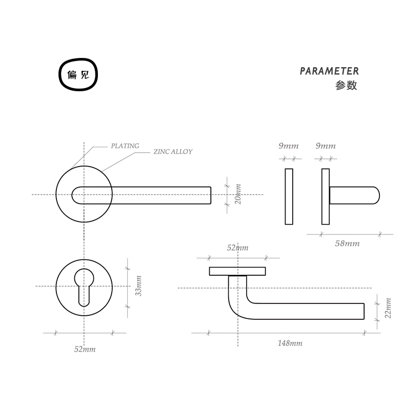 Goo-Ki Mute Interrior Door Lock Simple Split Door Lock Anti-theft Indoor Door Lock