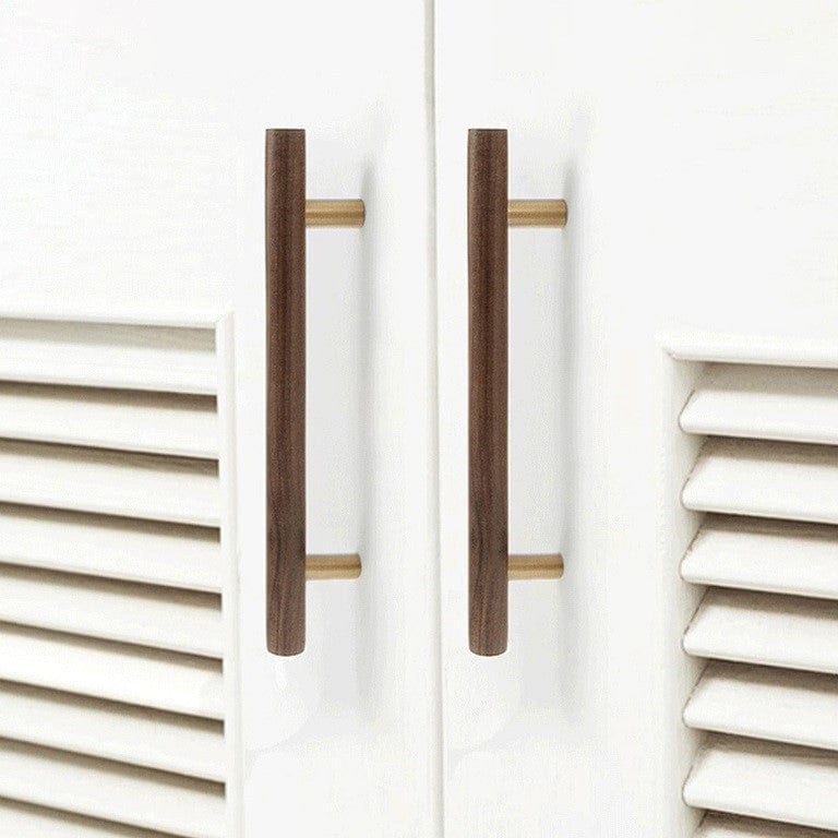 Goo-Ki Natural Walnut + Brass Furniture Handle Wooden Kitchen Cabinet Pull
