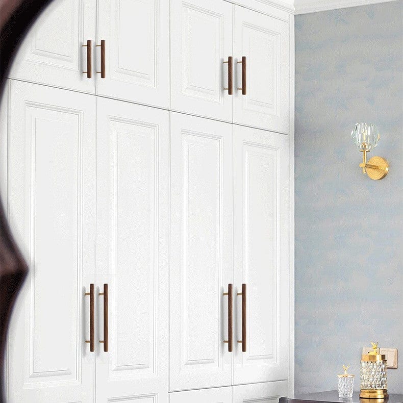 Goo-Ki Natural Walnut + Brass Furniture Handle Wooden Kitchen Cabinet Pull