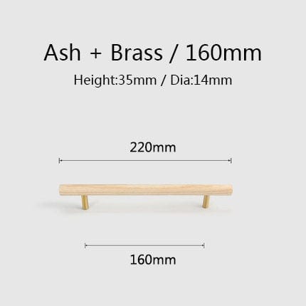 Goo-Ki Natural Walnut + Brass Furniture Handle Wooden Kitchen Cabinet Pull