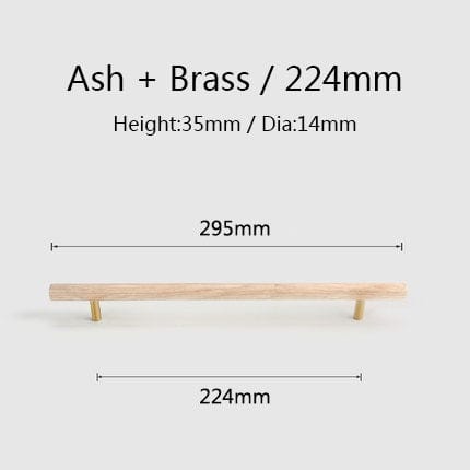 Goo-Ki Natural Walnut + Brass Furniture Handle Wooden Kitchen Cabinet Pull