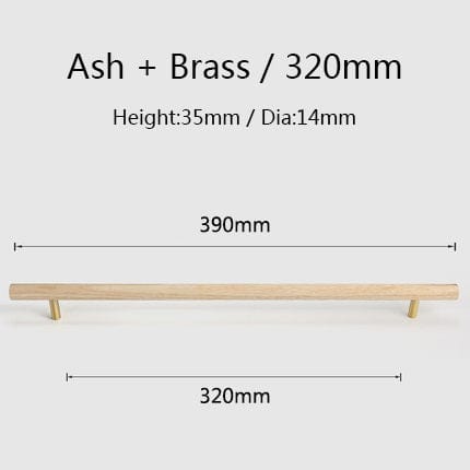 Goo-Ki Natural Walnut + Brass Furniture Handle Wooden Kitchen Cabinet Pull