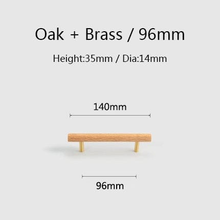 Goo-Ki Natural Walnut + Brass Furniture Handle Wooden Kitchen Cabinet Pull