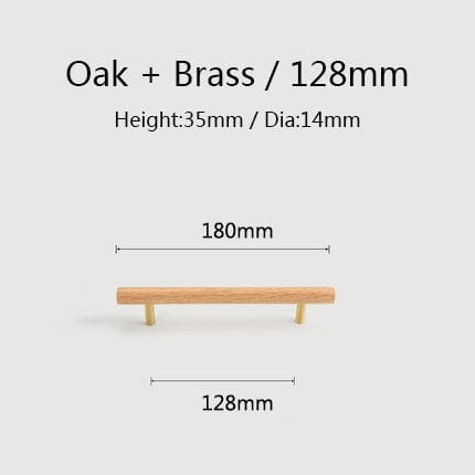 Goo-Ki Natural Walnut + Brass Furniture Handle Wooden Kitchen Cabinet Pull