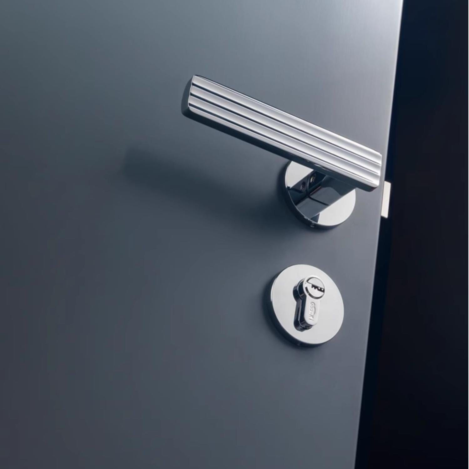 Goo-Ki Nordic Mute Indoor Lock Bright Chrome Modern Minimalist Universal Door Handle