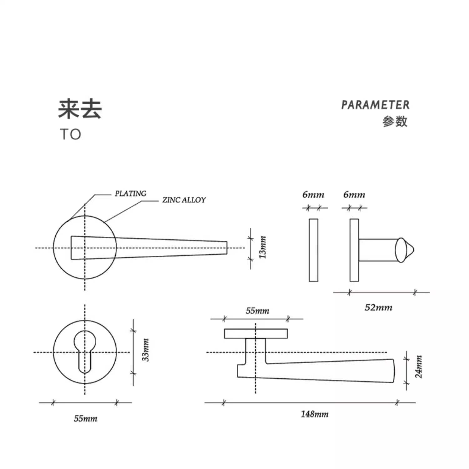 Goo-Ki Nordic Silent Door Lock Bedroom Door Handle Interior Security Door Lock Set