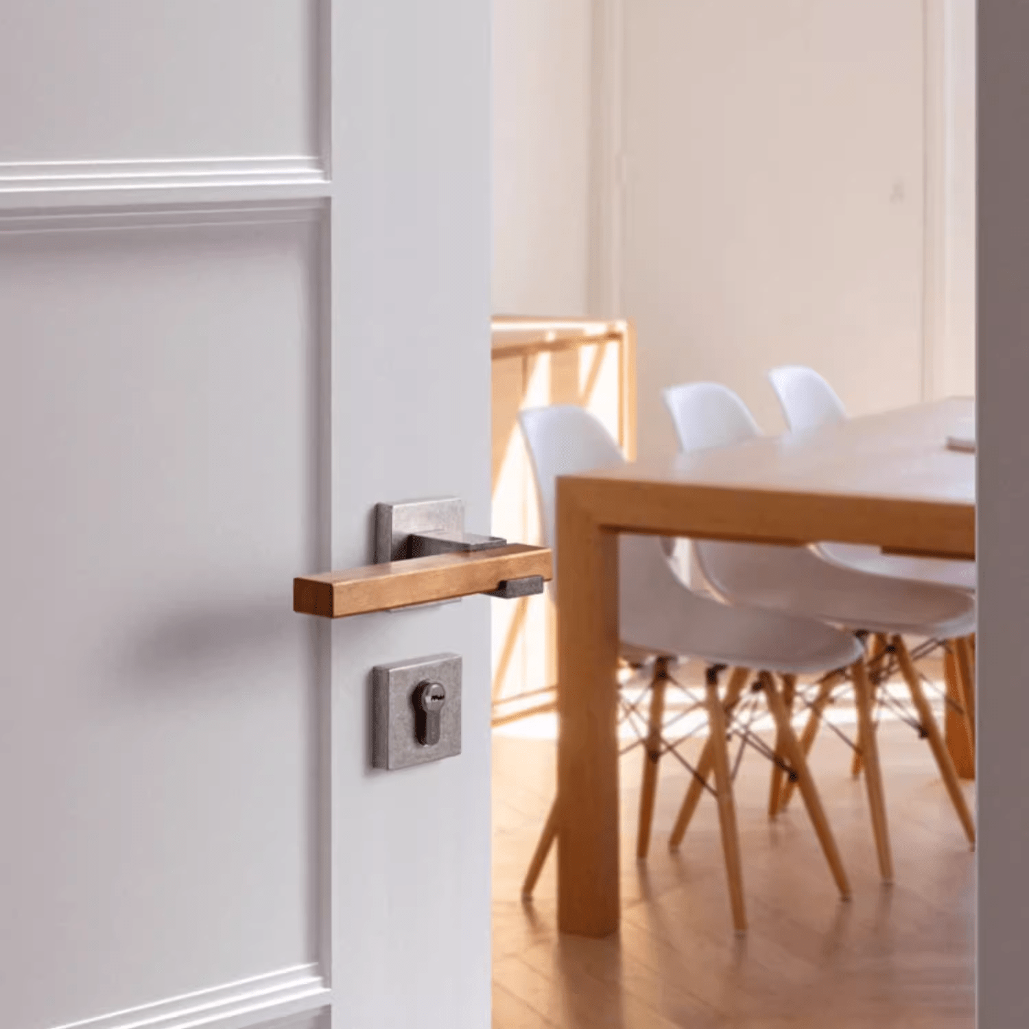 Goo-Ki North America Cherry Wood Door Handle Set for Bedroom Household Antique Silver Door Lock