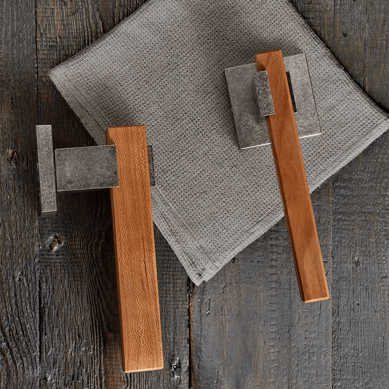 Goo-Ki North America Cherry Wood Door Handle Set for Bedroom Household Antique Silver Door Lock