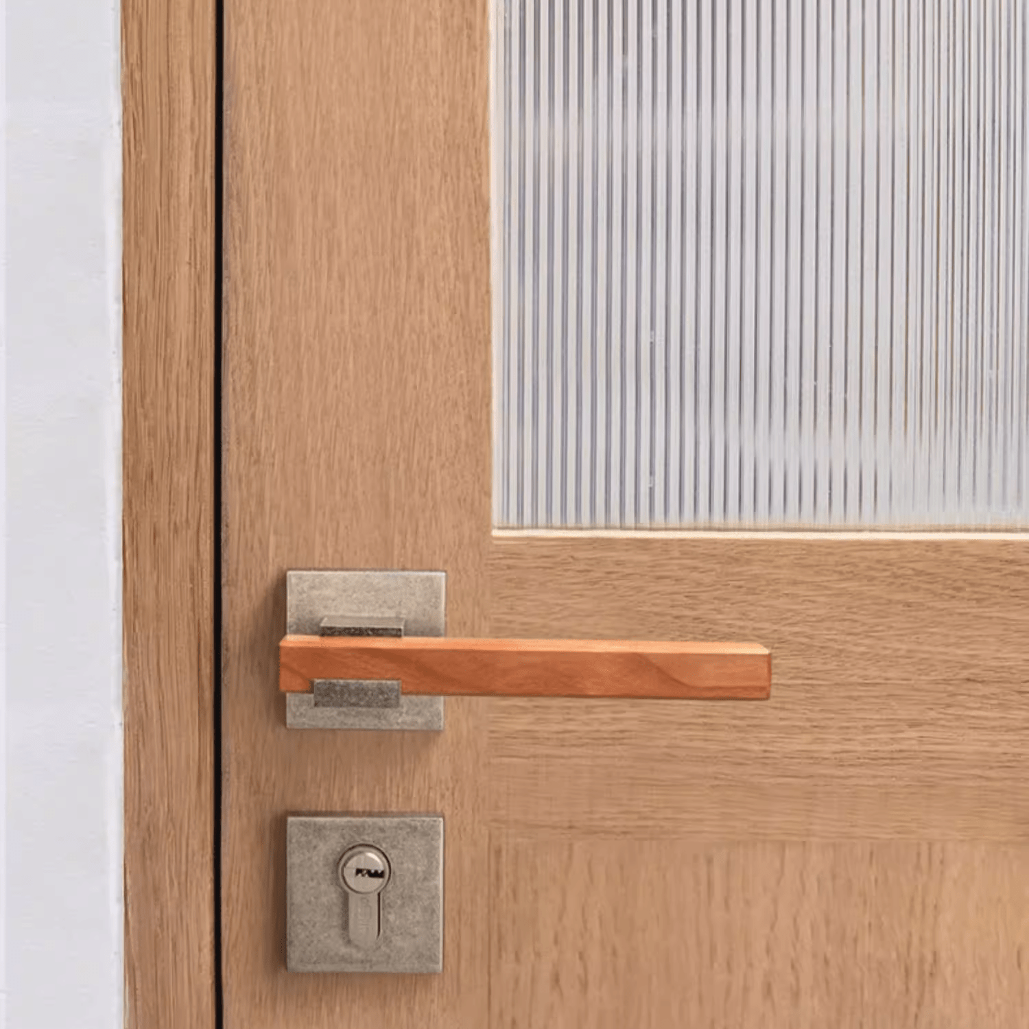 Goo-Ki North America Cherry Wood Door Handle Set for Bedroom Household Antique Silver Door Lock