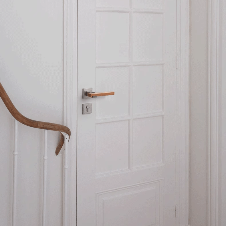 Goo-Ki North America Cherry Wood Door Handle Set for Bedroom Household Antique Silver Door Lock