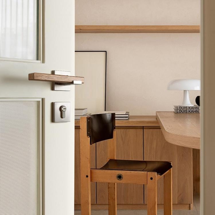 Goo-Ki North America Cherry Wood Door Handle Set for Bedroom Household Black Walnut Door Lock