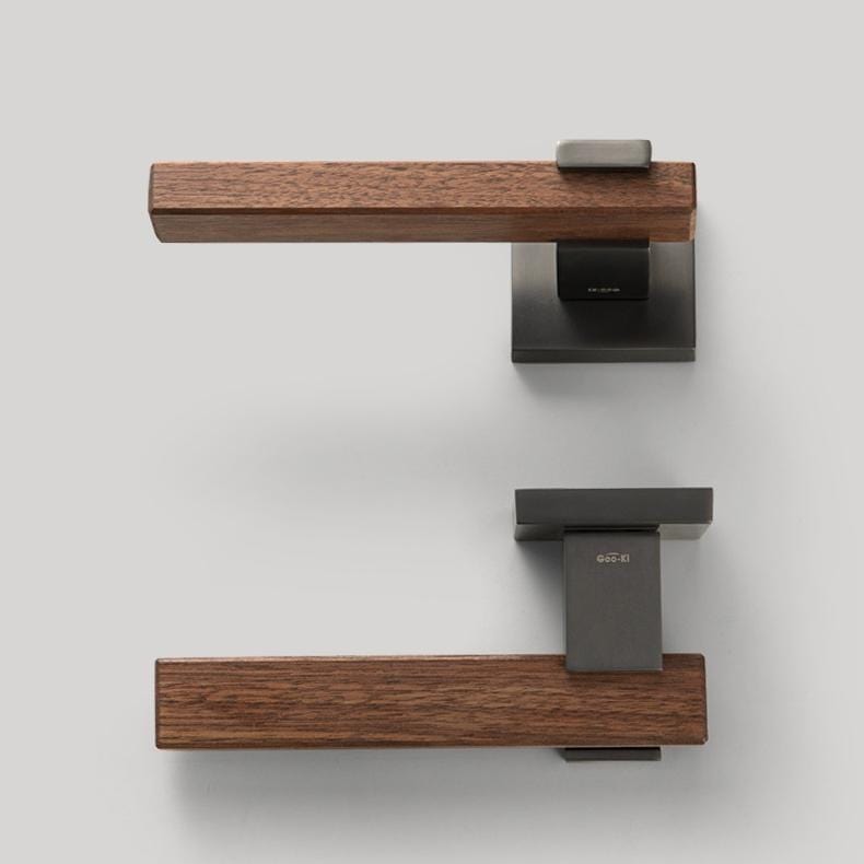 Goo-Ki North America Cherry Wood Door Handle Set for Bedroom Household Black Walnut Door Lock