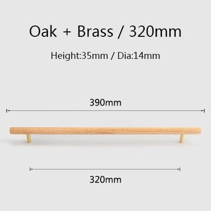 Goo-Ki Oak / 12.6'' Hole Center / 6 Pack Natural Walnut + Brass Furniture Handle Wooden Kitchen Cabinet Pull