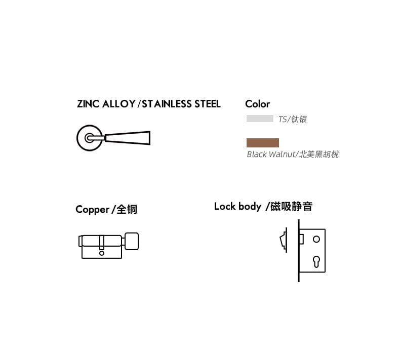 Goo-Ki Original Design Retro Style Magnetic Bedroom Door Lock Black Walnut Vintage Wooden Door Lock