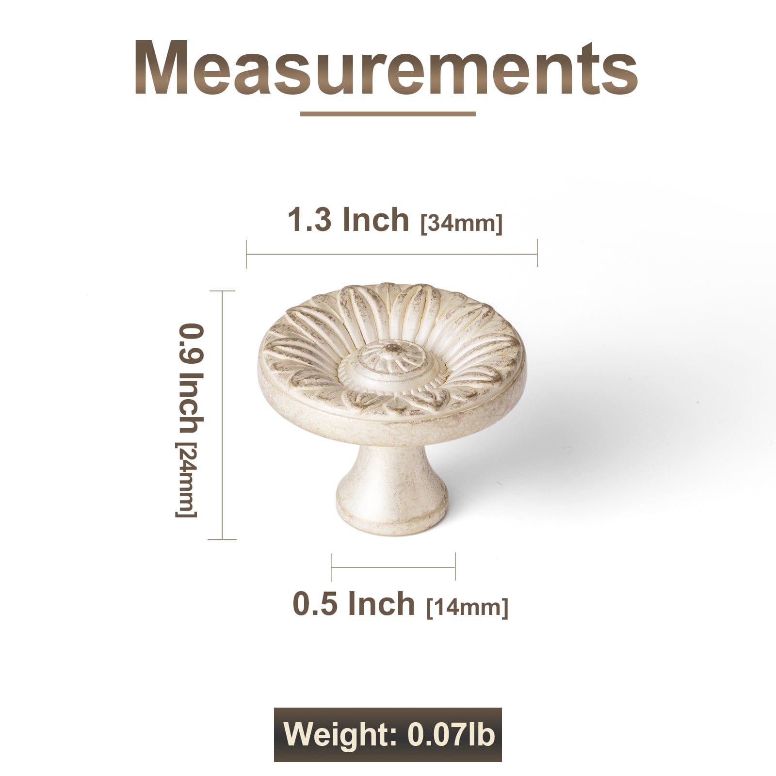 Goo-Ki Ornate Sunflower Embossed Cabinet Knobs Distressed Multi-Tone Zinc Alloy Furniture Hardware
