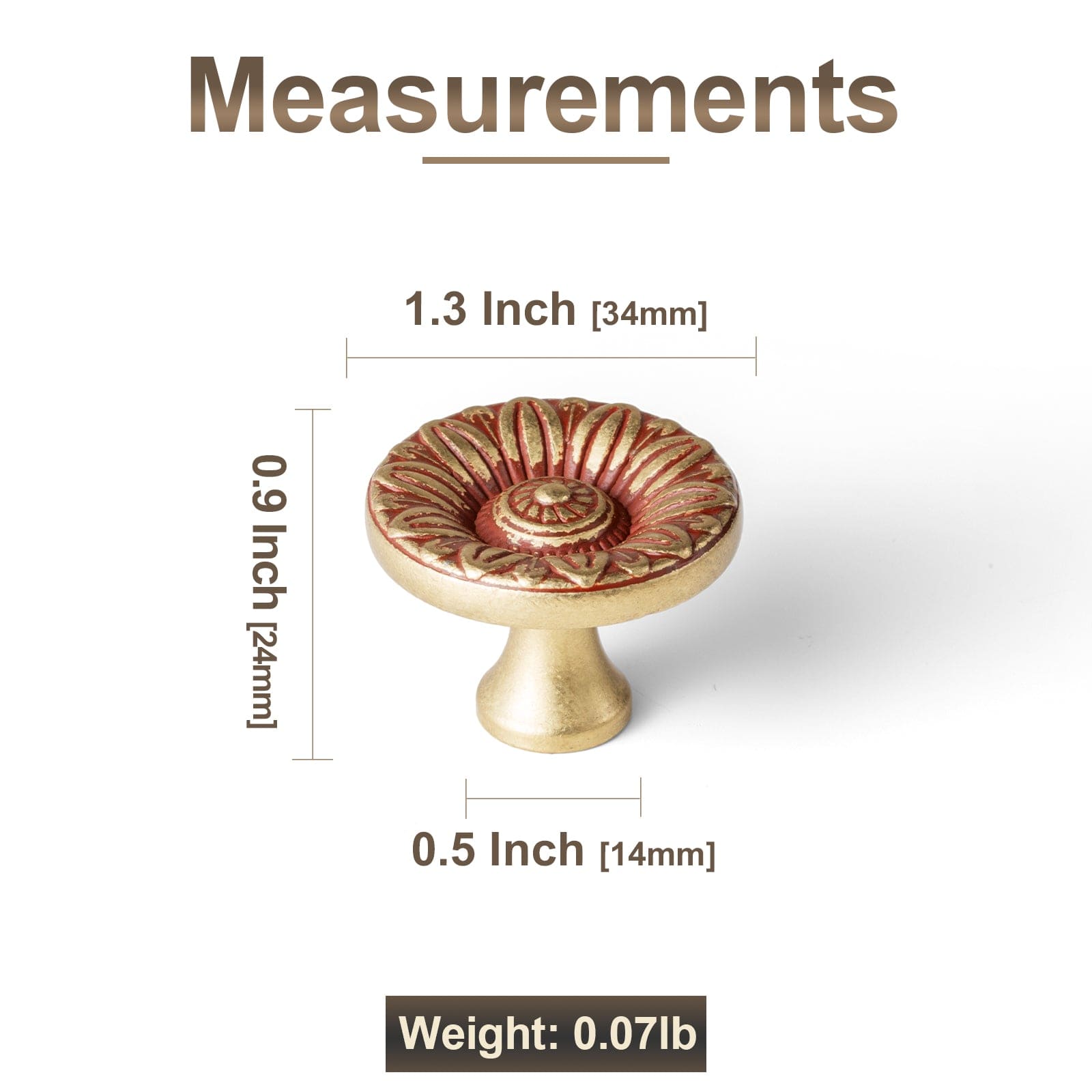 Goo-Ki Ornate Sunflower Embossed Cabinet Knobs Distressed Multi-Tone Zinc Alloy Furniture Hardware