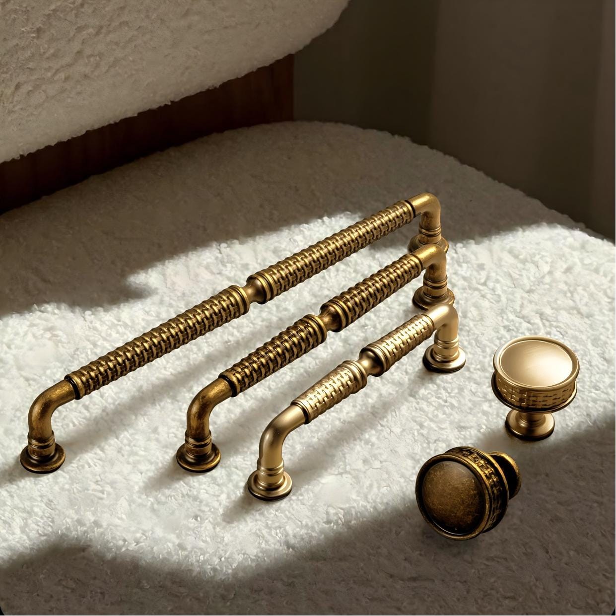 Goo-Ki Ornate Woven Pattern Zinc Alloy Cabinet Knobs & Pulls - Retro Style Hardware for Kitchen Cabinets