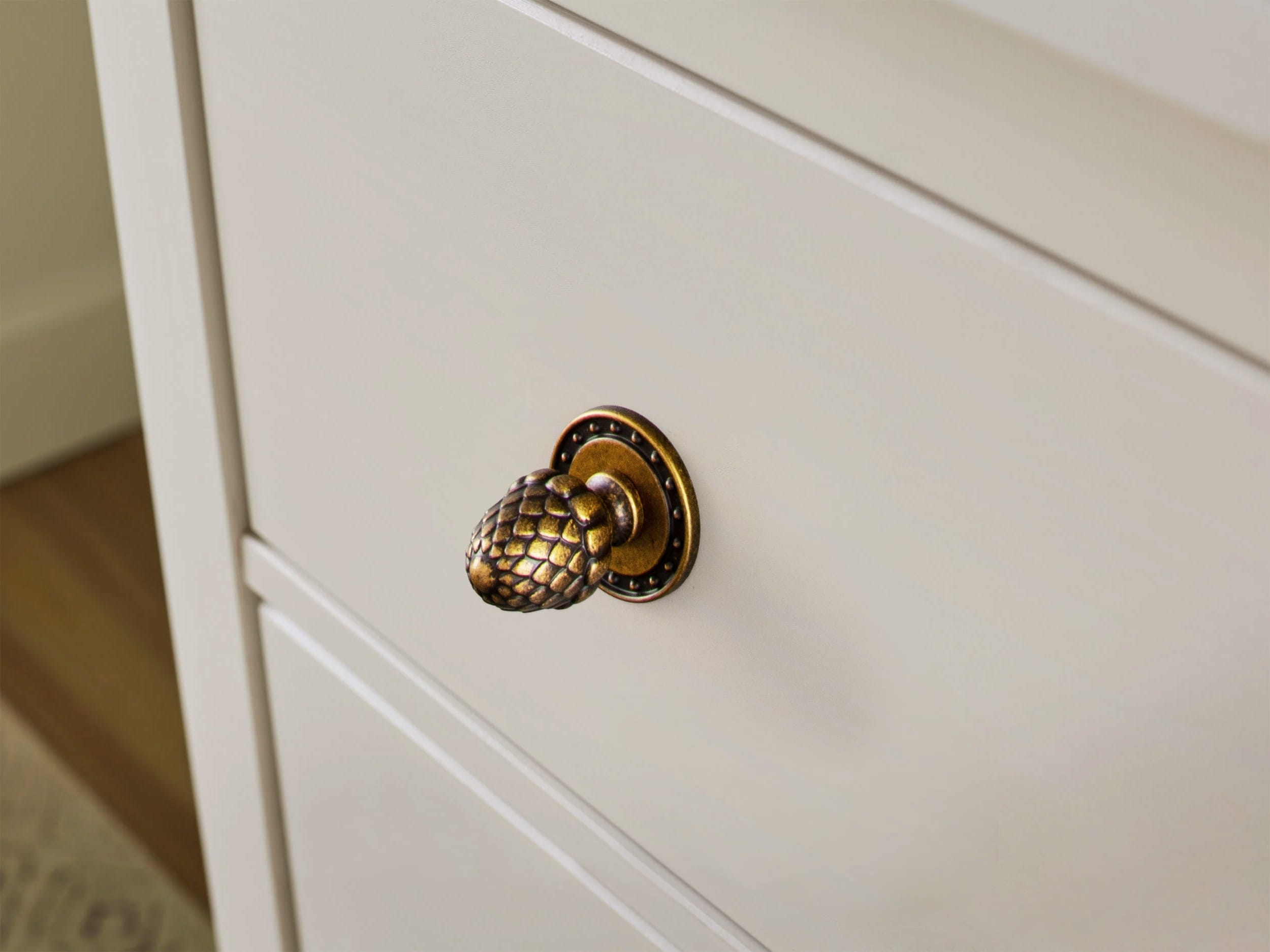 Goo-Ki Pinecone-Shaped Cabinet Knobs Premium Zinc Alloy Decorative Drawer Knobs with Multiple Styles of Round Backplates