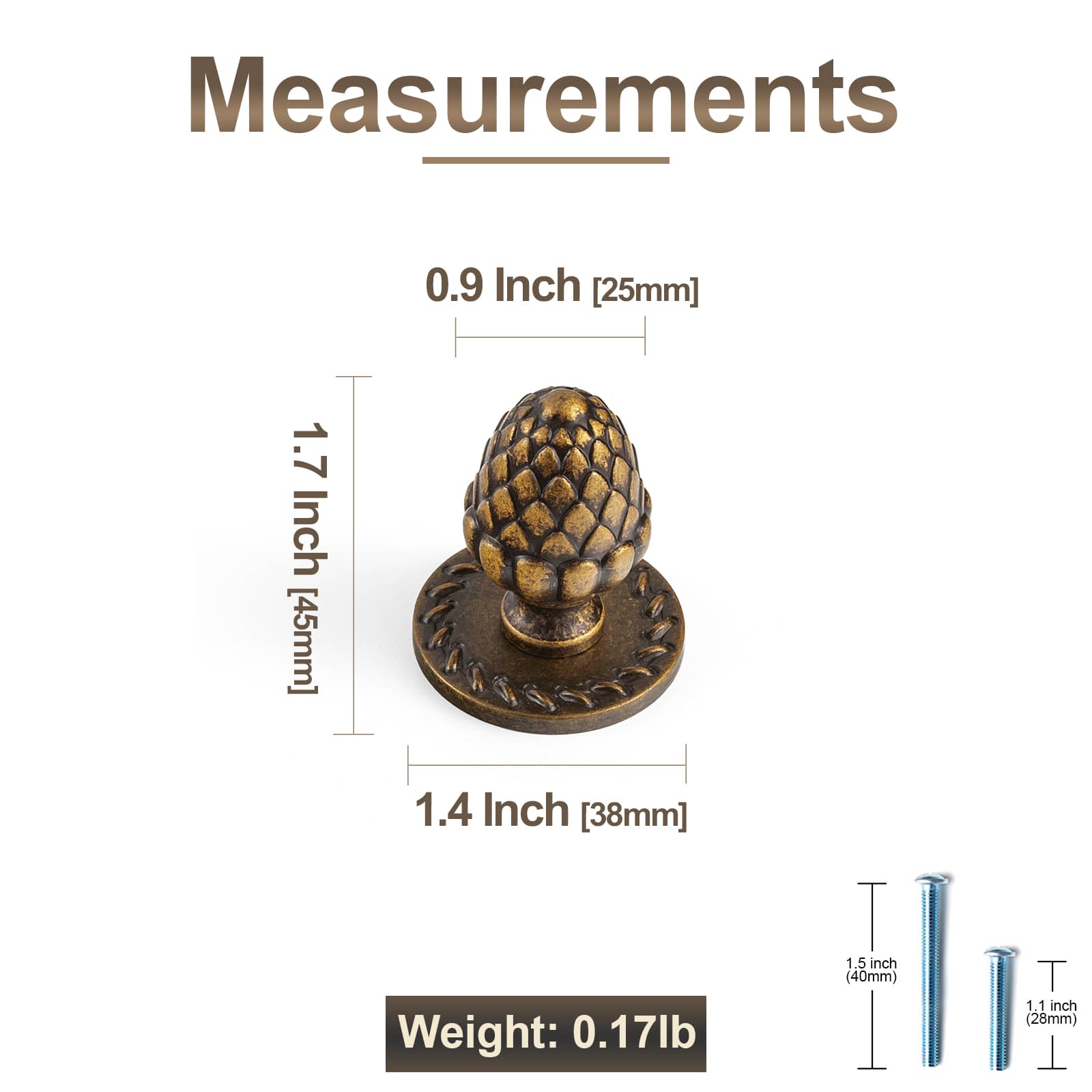 Goo-Ki Pinecone-Shaped Cabinet Knobs Premium Zinc Alloy Decorative Drawer Knobs with Multiple Styles of Round Backplates