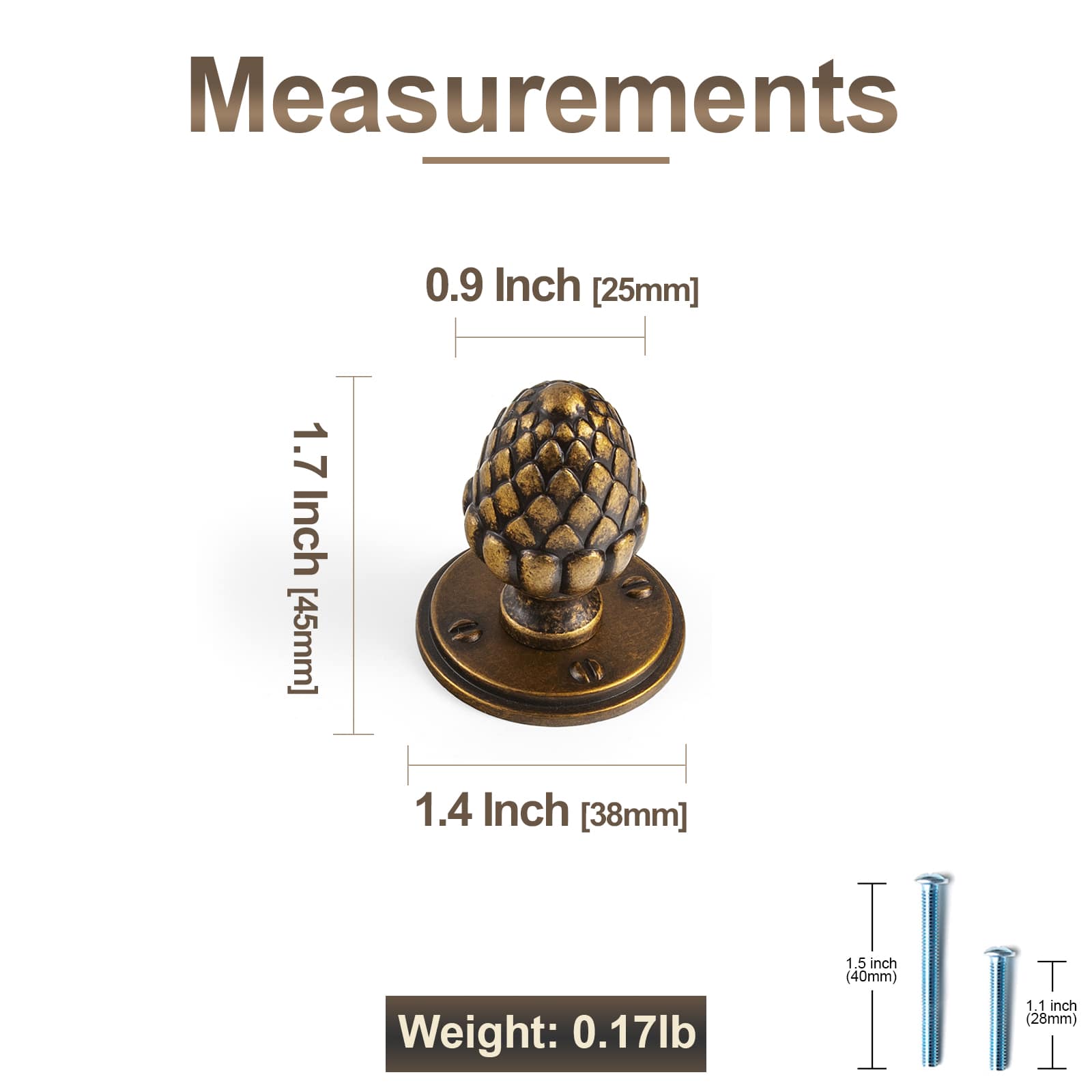 Goo-Ki Pinecone-Shaped Cabinet Knobs Premium Zinc Alloy Decorative Drawer Knobs with Multiple Styles of Round Backplates