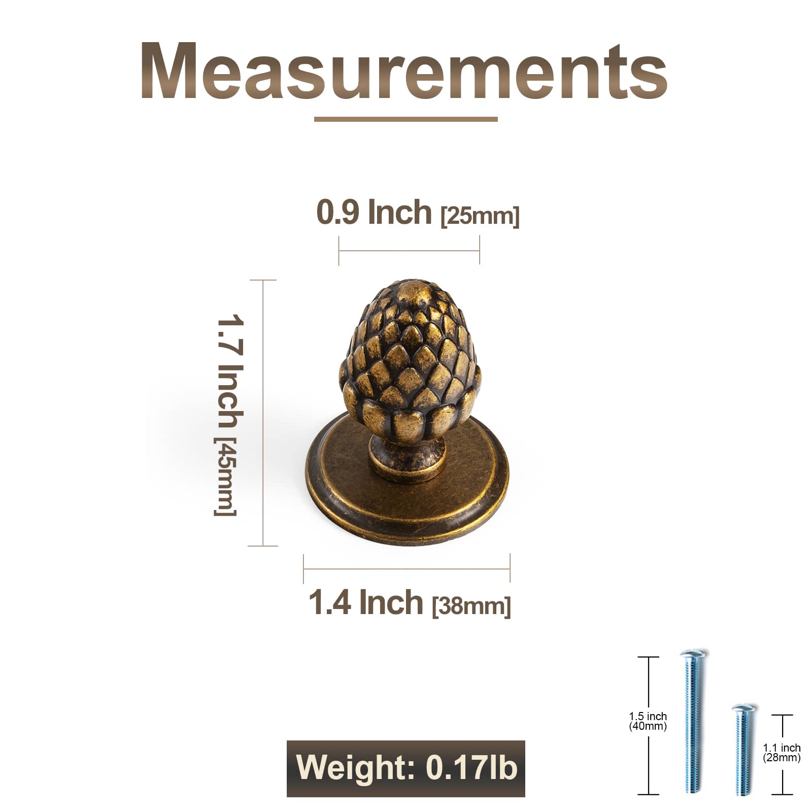 Goo-Ki Pinecone-Shaped Cabinet Knobs Premium Zinc Alloy Decorative Drawer Knobs with Multiple Styles of Round Backplates