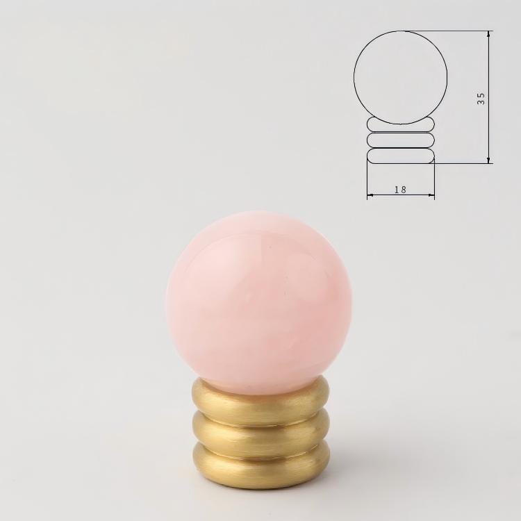 Goo-Ki Pink (Crystal) / X-Large / 6 Pack Crystal Jade Stone Knob Mid-Century Brass Cabinet Handle Furniture Hardware