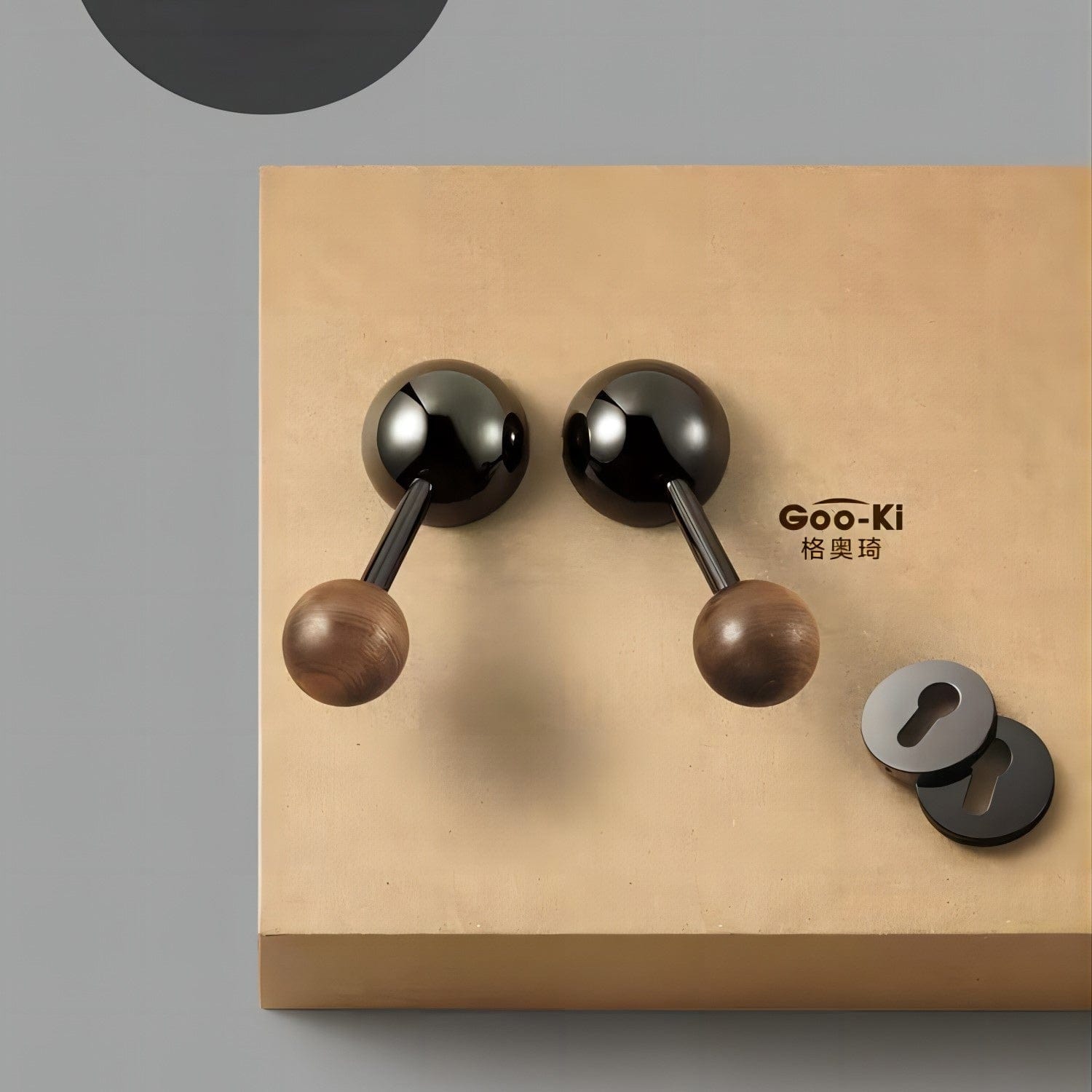 Goo-Ki Polished Black / With Keys Semicircle Black Walnut Door Lock American Style Interior Bedroom Door Lock