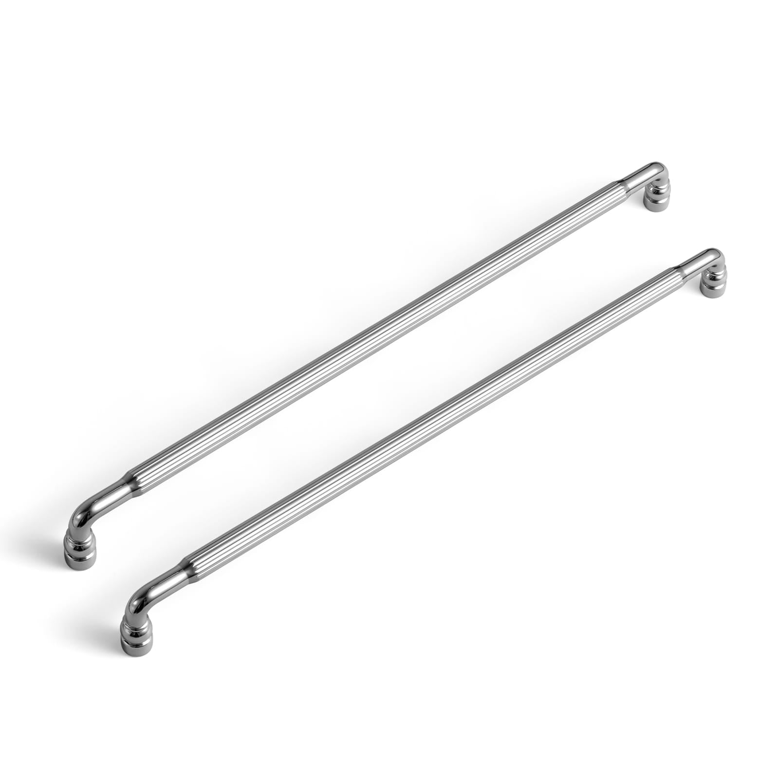 Goo-Ki Polished Chrome / 12.6'' Hole Center / 6 Pack Industrial Decorative Cabinet Pulls Unique L-shaped Drawer Handles with Textured Grip