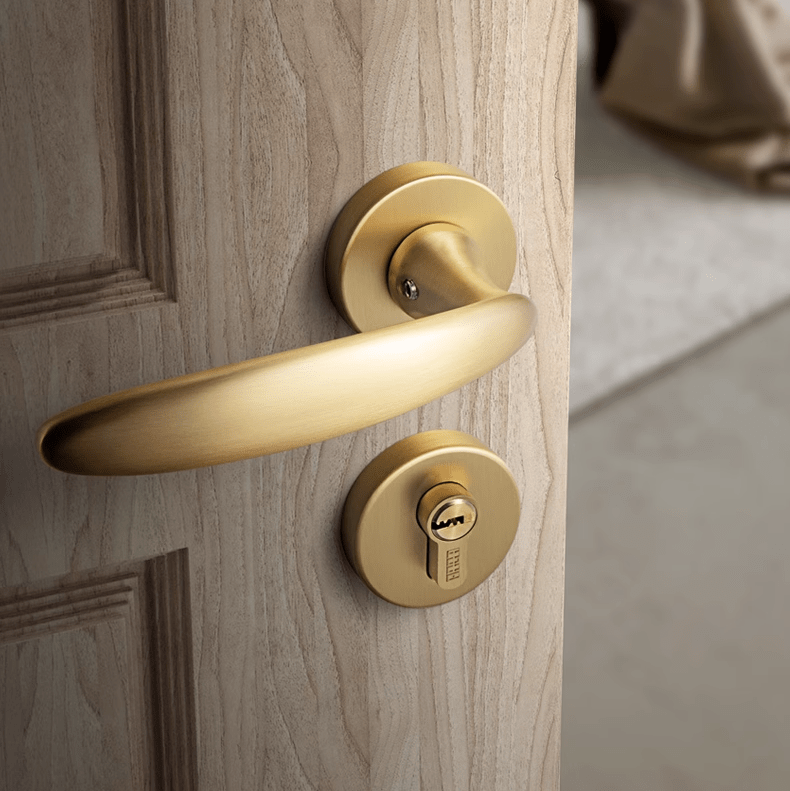 Goo-Ki Pure Copper Natural Antibacte Luxury Bedroom Door Lock Set