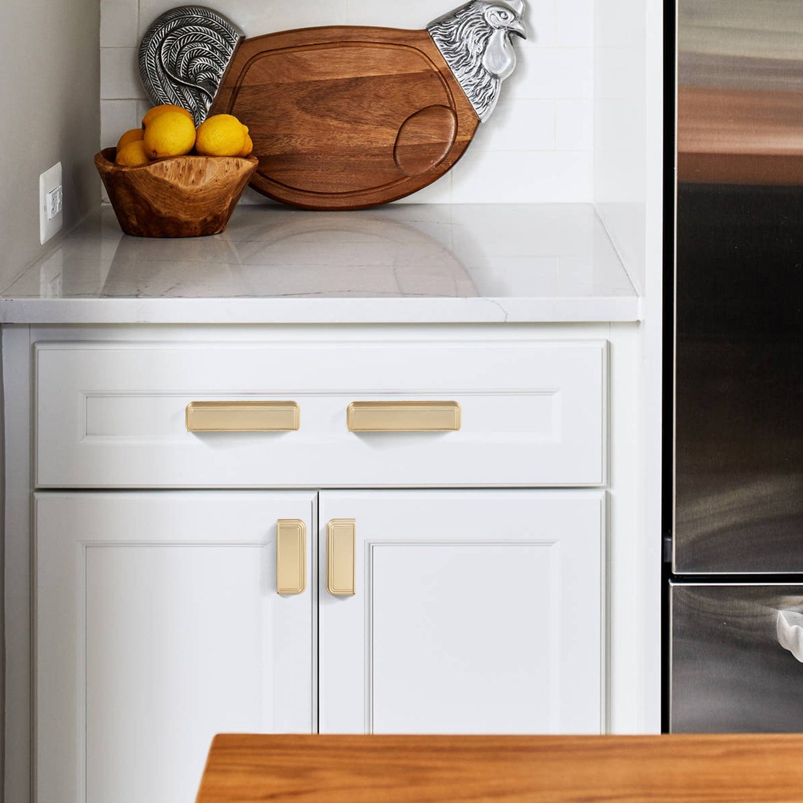 Goo-Ki Rectangular Profile Cabinet Pulls with Trimmed Edges - Retro Drawer Handles