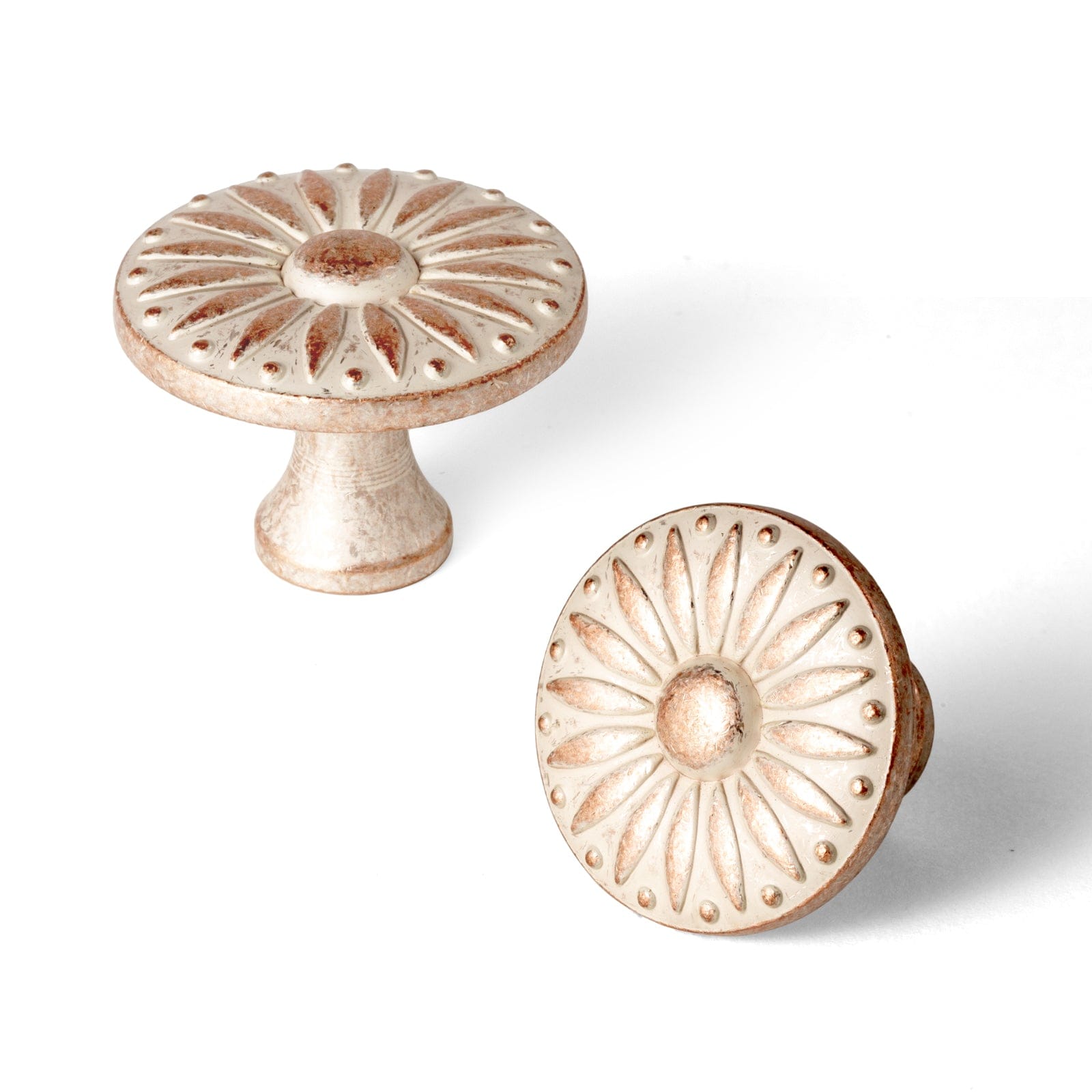Goo-Ki Red-Silver Vintage / Knob / 6 Pack Sunflower Floral Embossed Cabinet Knobs Assorted Distressed Zinc Alloy Furniture Hardware