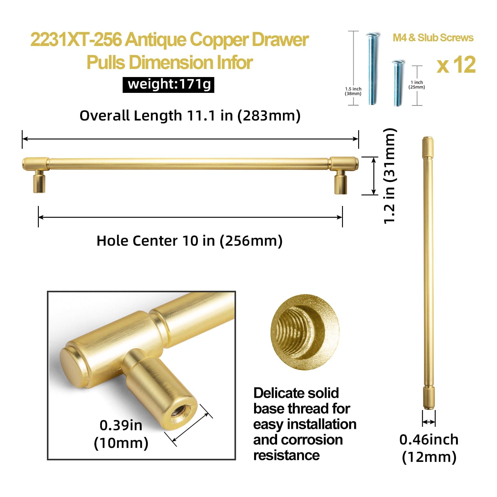 Goo-Ki Retro Bar Handle for Dresser Cupboard Vintage Bronze Ancient Pull