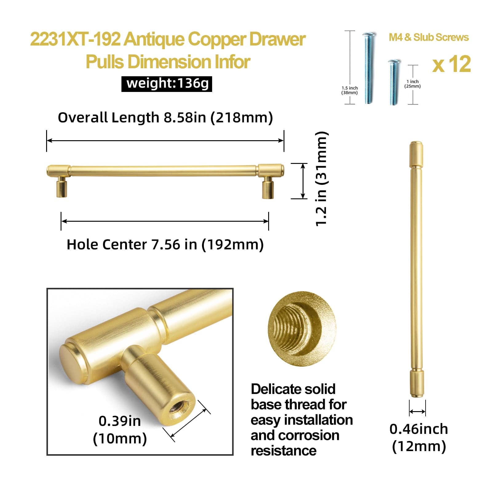 Goo-Ki Retro Bar Handle for Dresser Cupboard Vintage Bronze Ancient Pull