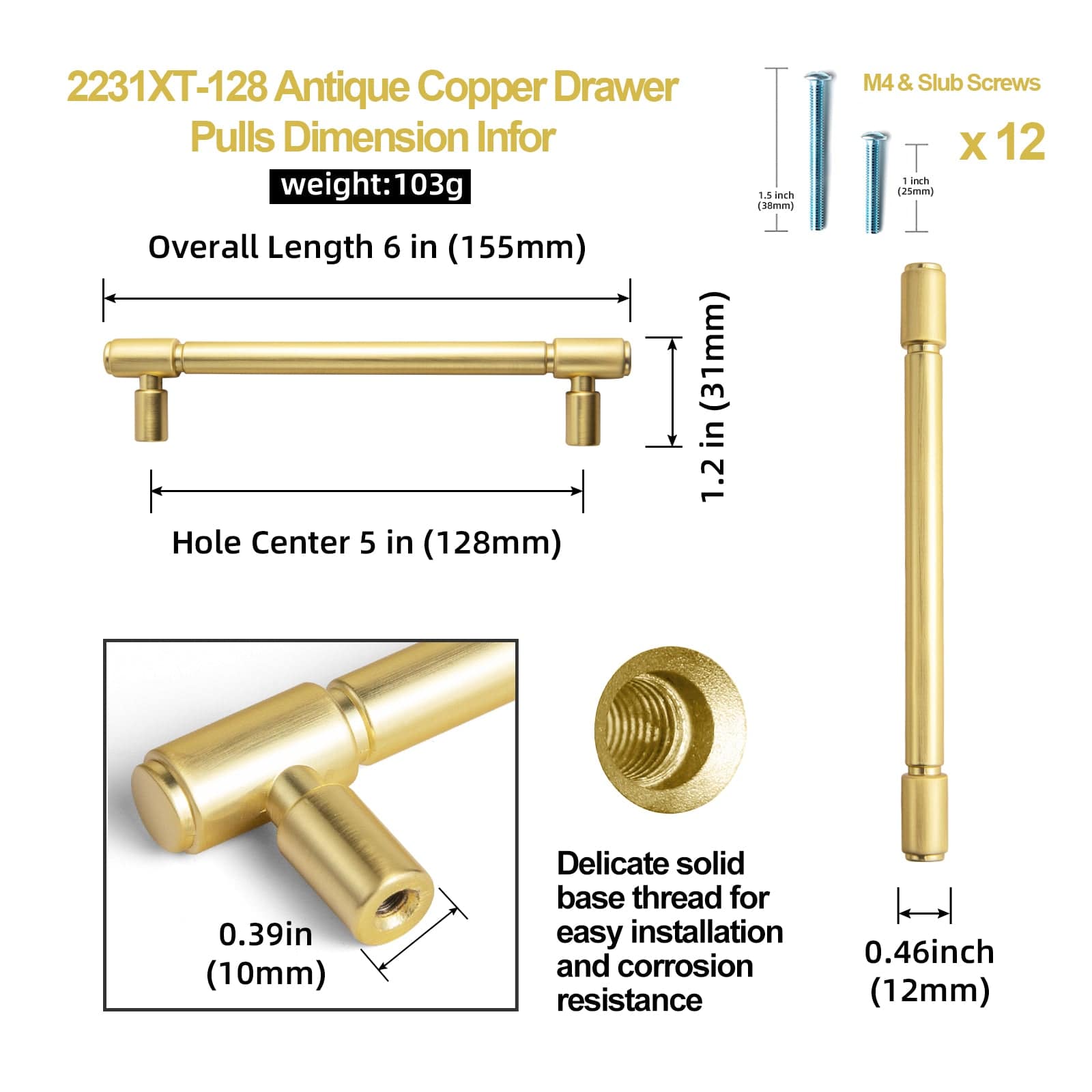 Goo-Ki Retro Bar Handle for Dresser Cupboard Vintage Bronze Ancient Pull