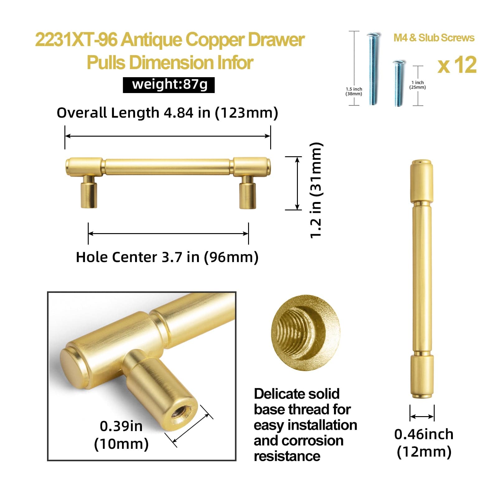 Goo-Ki Retro Bar Handle for Dresser Cupboard Vintage Bronze Ancient Pull