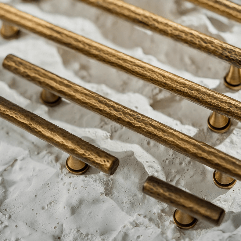 Goo-Ki Retro Bronze Handmade Solid Brass Cabinet Bar Pulls Hammerline Brass Pulls
