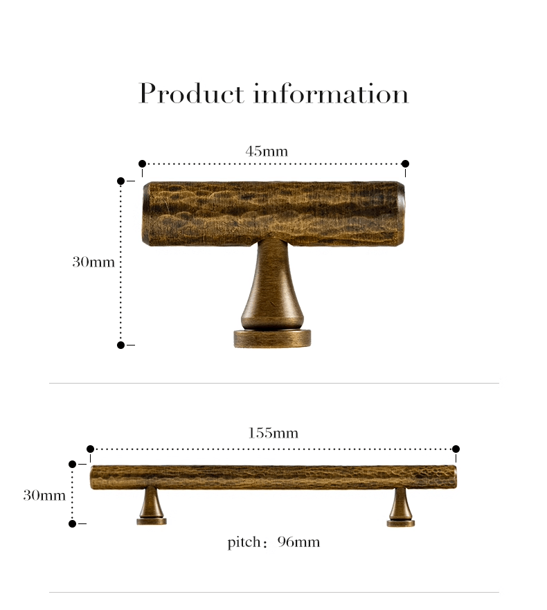 Goo-Ki Retro Bronze Handmade Solid Brass Cabinet Bar Pulls Hammerline Brass Pulls