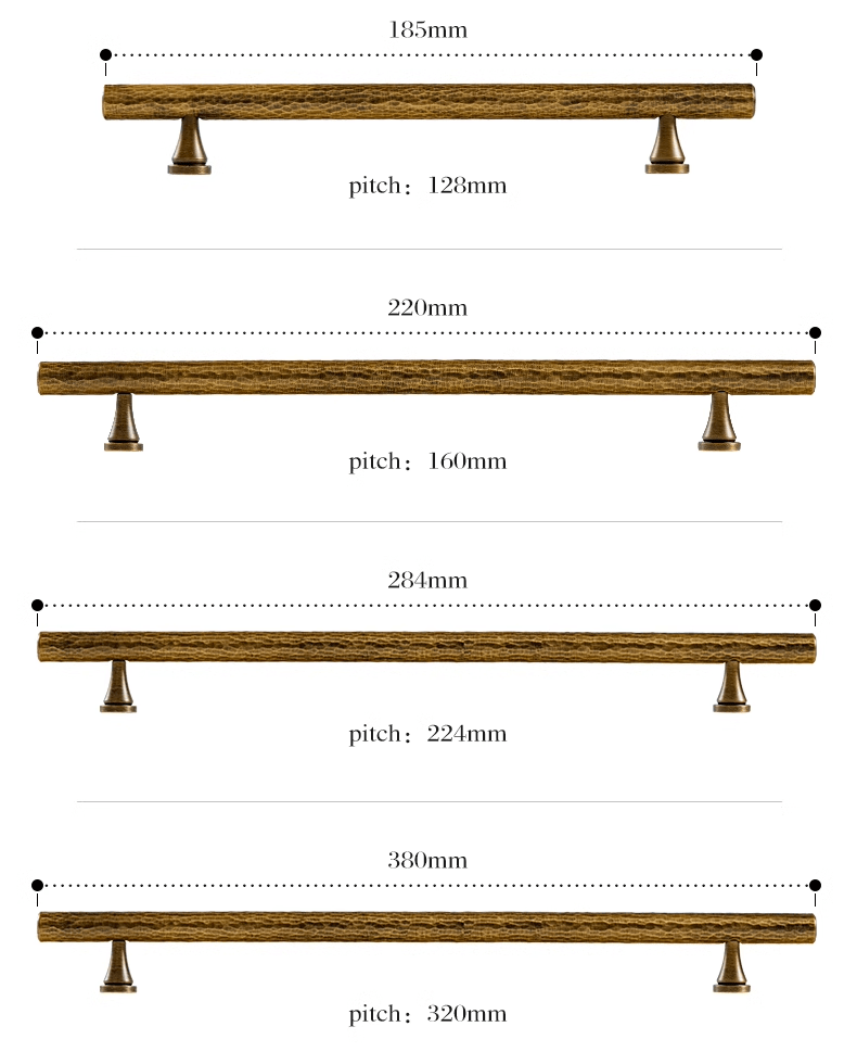 Goo-Ki Retro Bronze Handmade Solid Brass Cabinet Bar Pulls Hammerline Brass Pulls
