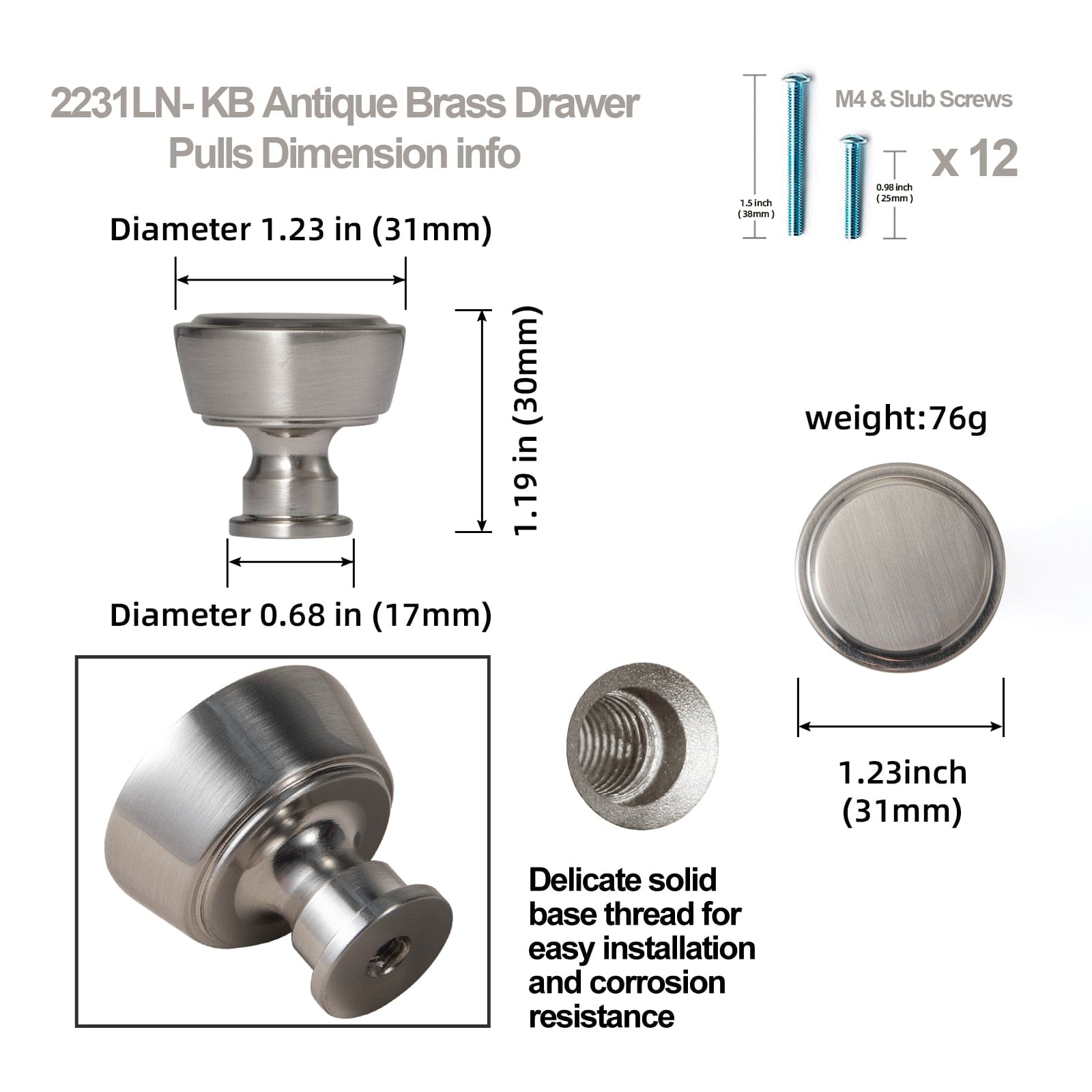 Goo-Ki Retro Drawer Knobs for Dresser Cupboard Solid Zinc Alloy Single Hole Cabinet Hardware