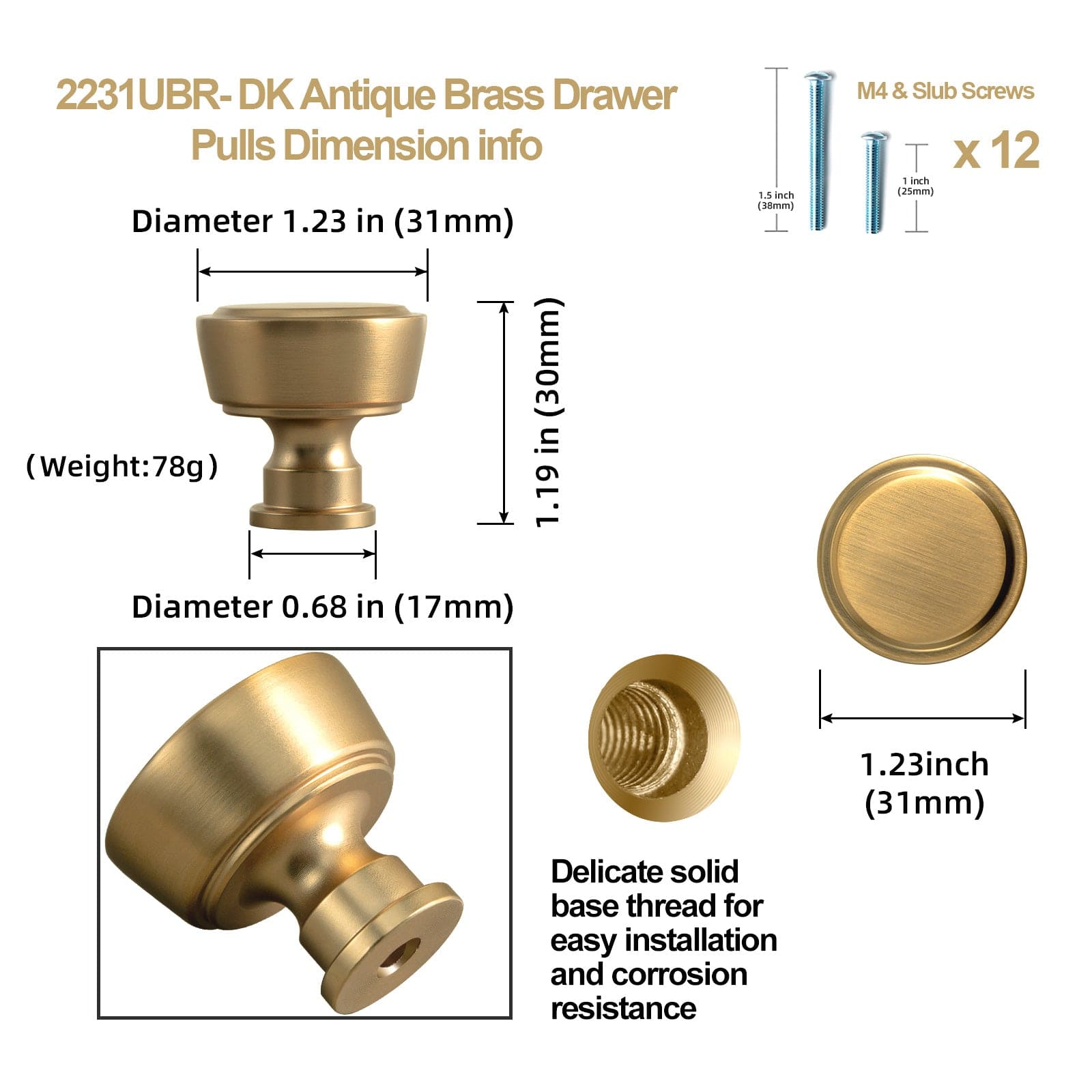 Goo-Ki Retro Drawer Knobs for Dresser Cupboard Solid Zinc Alloy Single Hole Cabinet Hardware