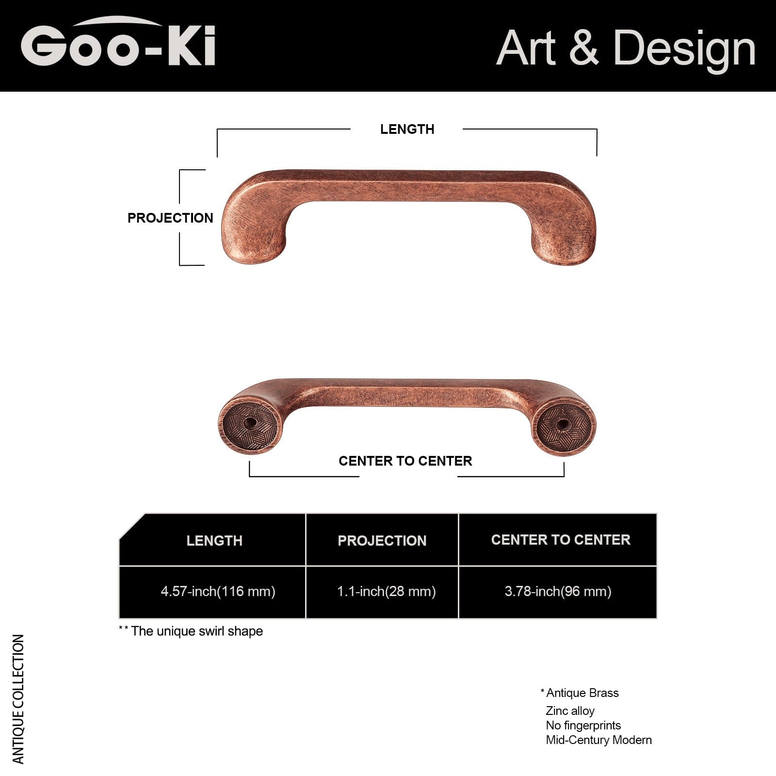 Goo-Ki Retro Drawer Pulls Vintage Hardware Mid-Century Dresser Bar Pulls 6 Pack
