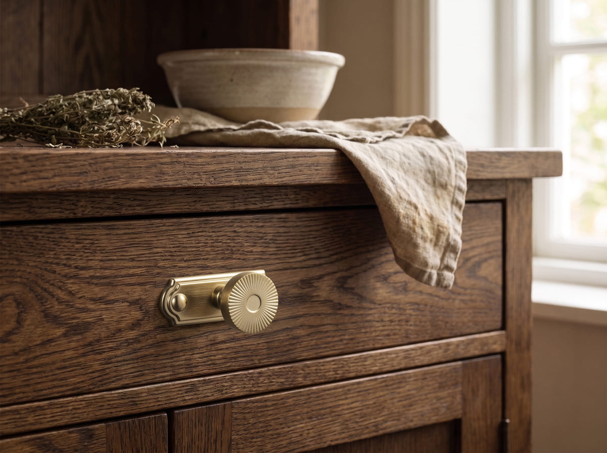 Goo-Ki Retro Radiating Pattern Cabinet Knob with Ornate Backplate, Solid Zinc Alloy Drawer Knob for Classic Cabinet Renovation