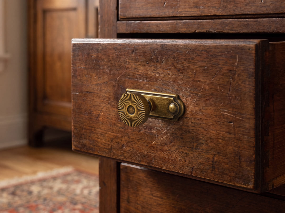 Goo-Ki Retro Radiating Pattern Cabinet Knob with Ornate Backplate, Solid Zinc Alloy Drawer Knob for Classic Cabinet Renovation