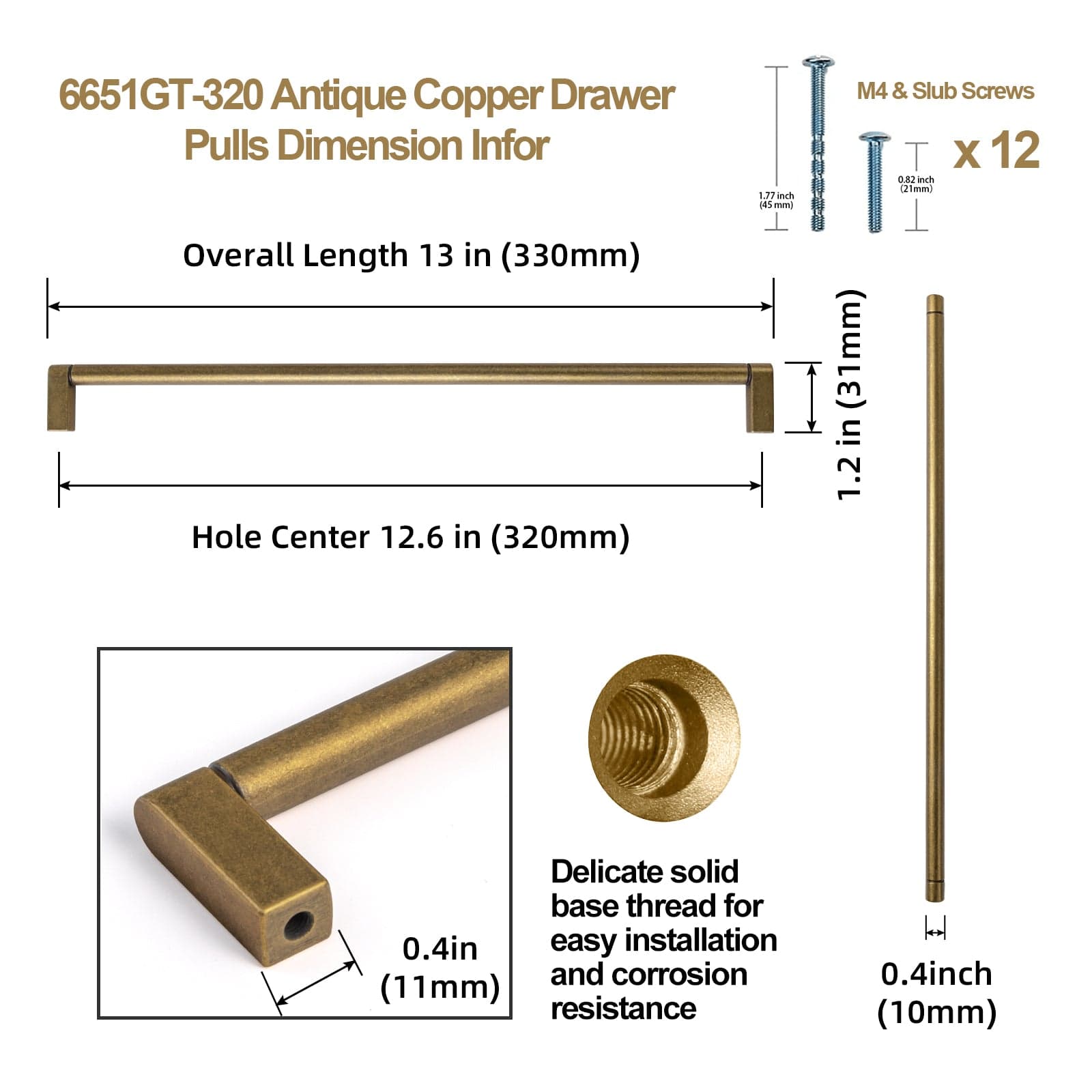 Goo-Ki Retro Vintage Bronze Cabinet Pull Dresser Handles for Cupboard