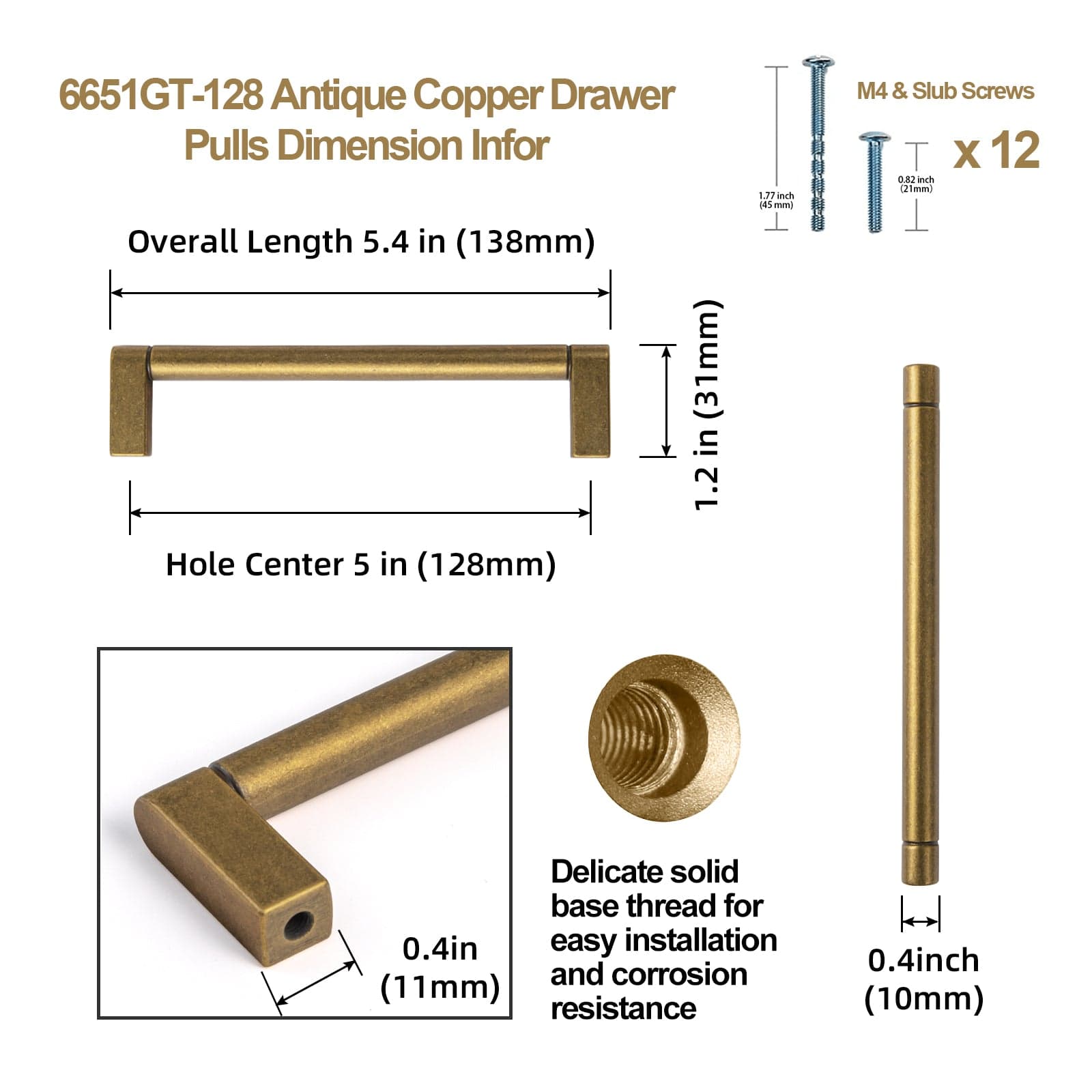 Goo-Ki Retro Vintage Bronze Cabinet Pull Dresser Handles for Cupboard