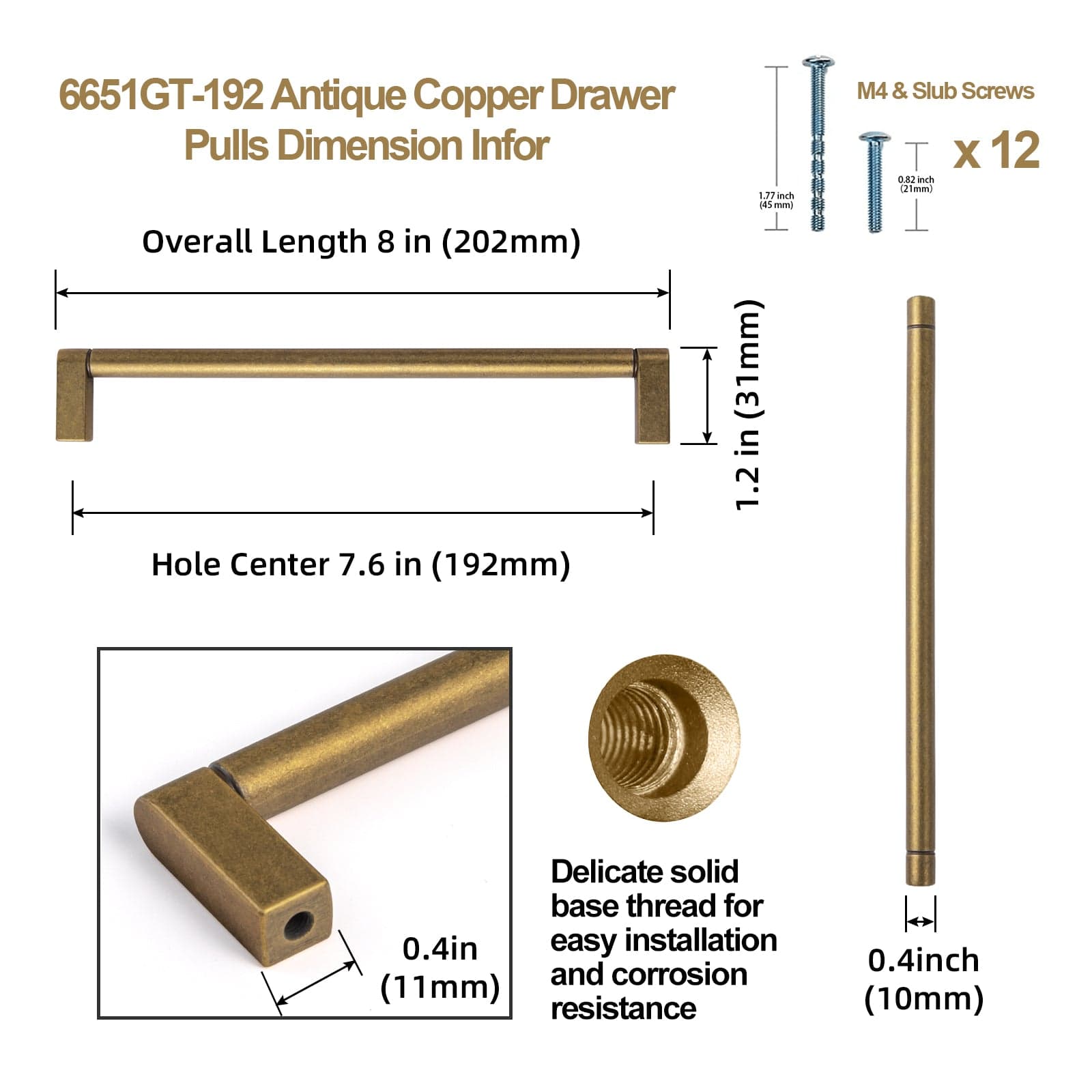 Goo-Ki Retro Vintage Bronze Cabinet Pull Dresser Handles for Cupboard